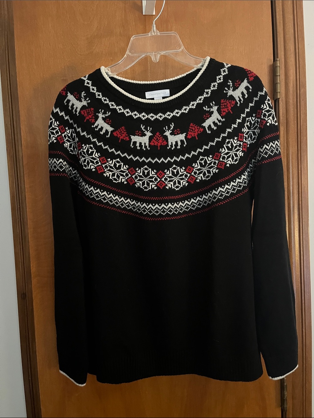 Women’s Black Fair Isle Reindeer Sweater - Classic Holiday Knit